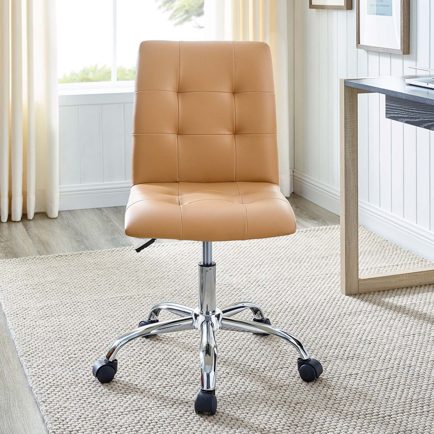 Prim Armless Mid Back Office Chair Tan EEI-1533-TAN