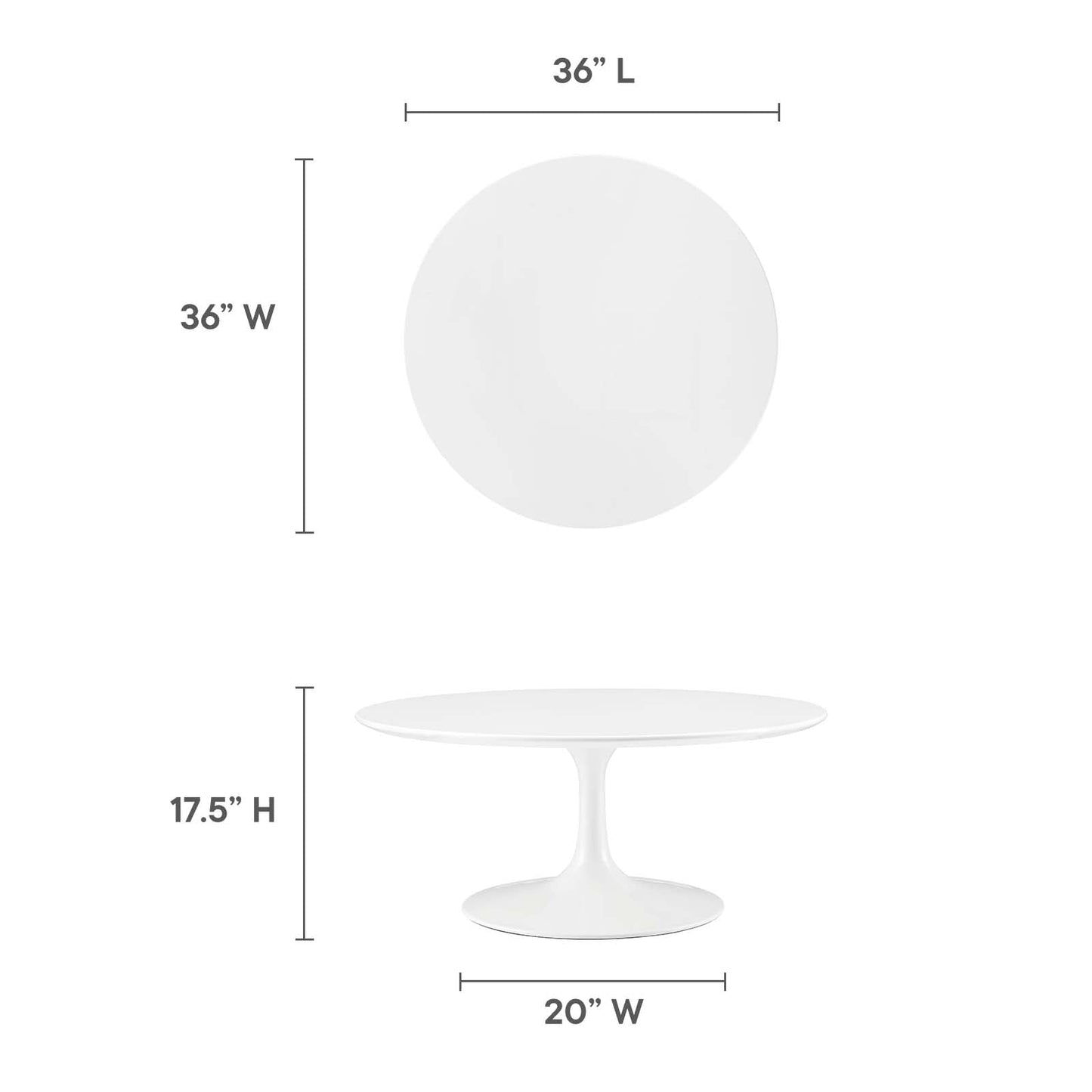 Lippa 36" Round Wood Coffee Table White EEI-1646-WHI