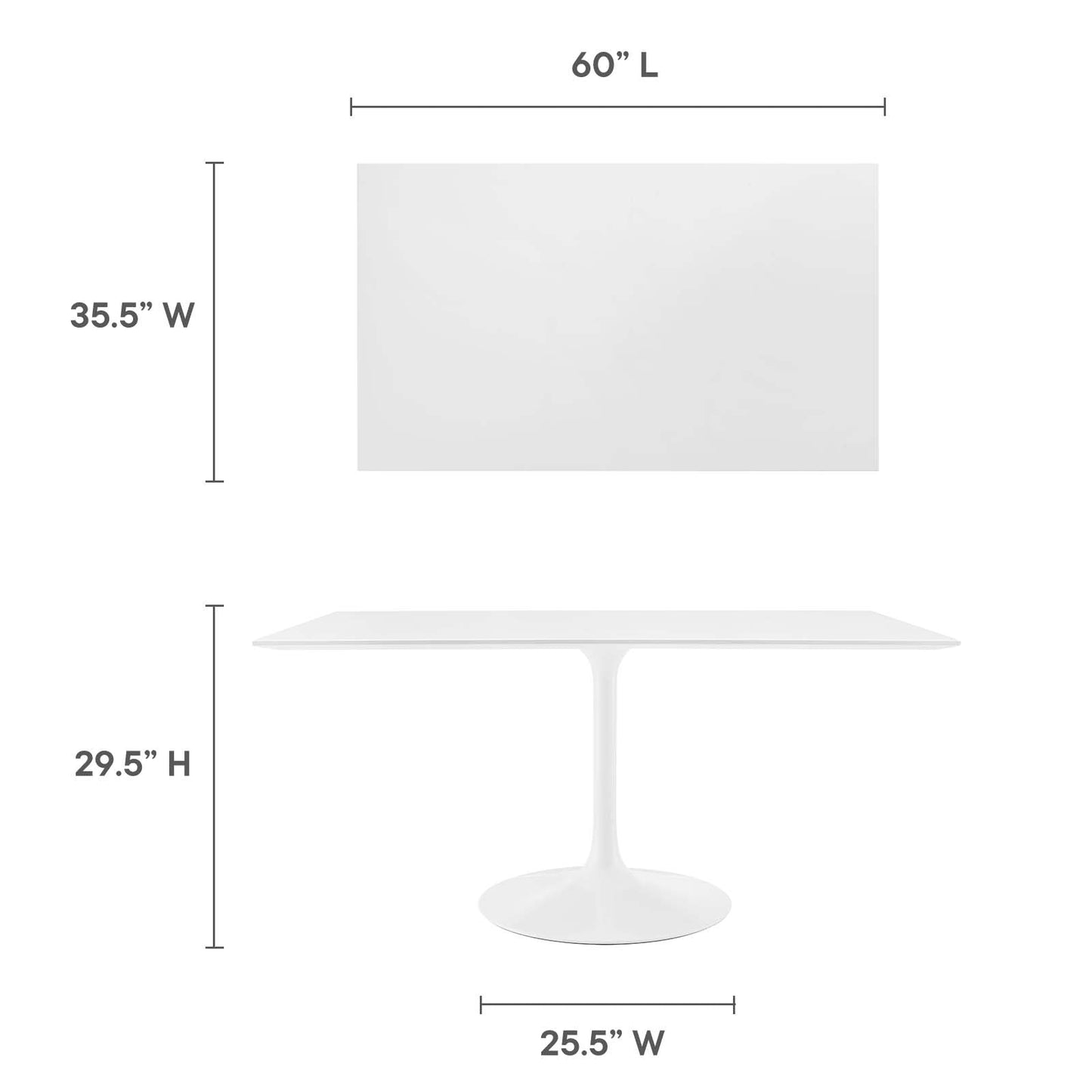 Lippa 60" Rectangle Wood Dining Table White EEI-1656-WHI