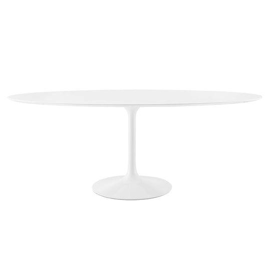 Lippa 78" Oval Wood Top Dining Table White EEI-1657-WHI