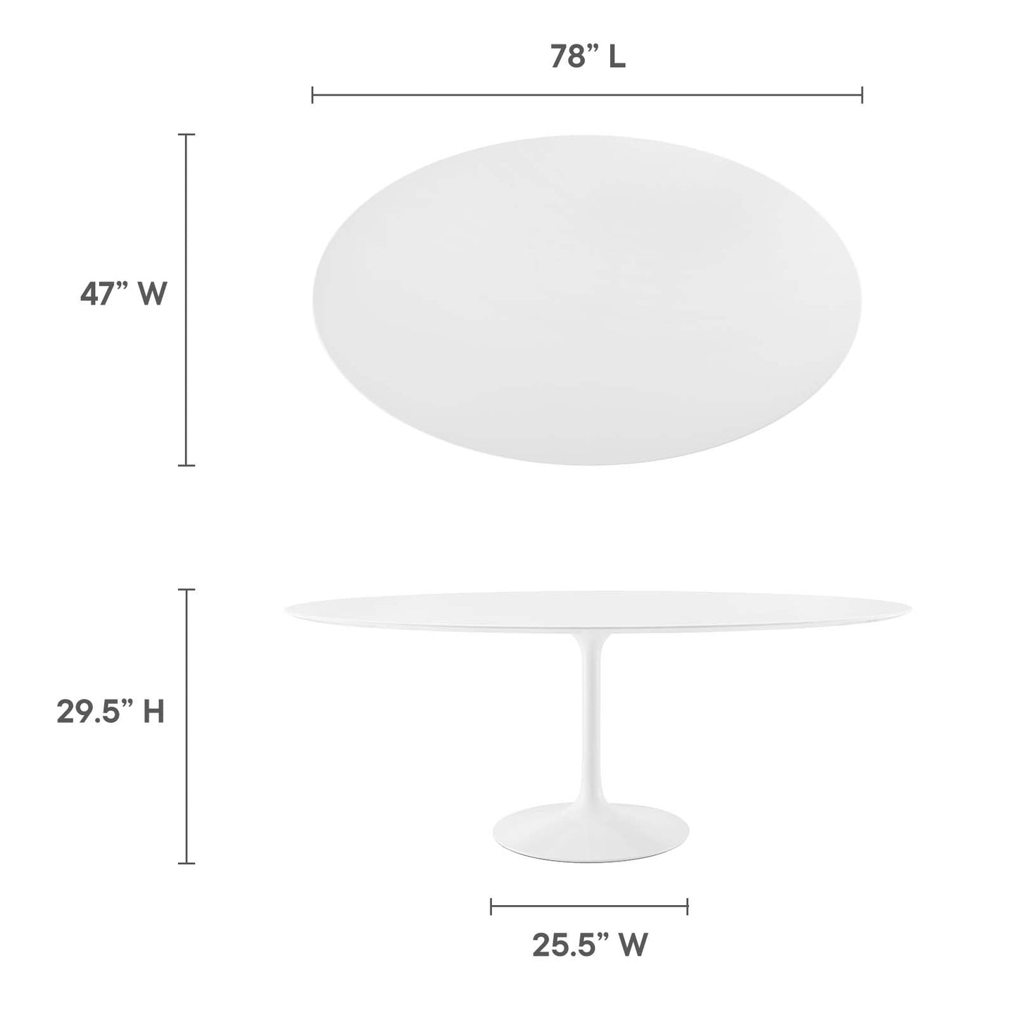 Lippa 78" Oval Wood Top Dining Table White EEI-1657-WHI