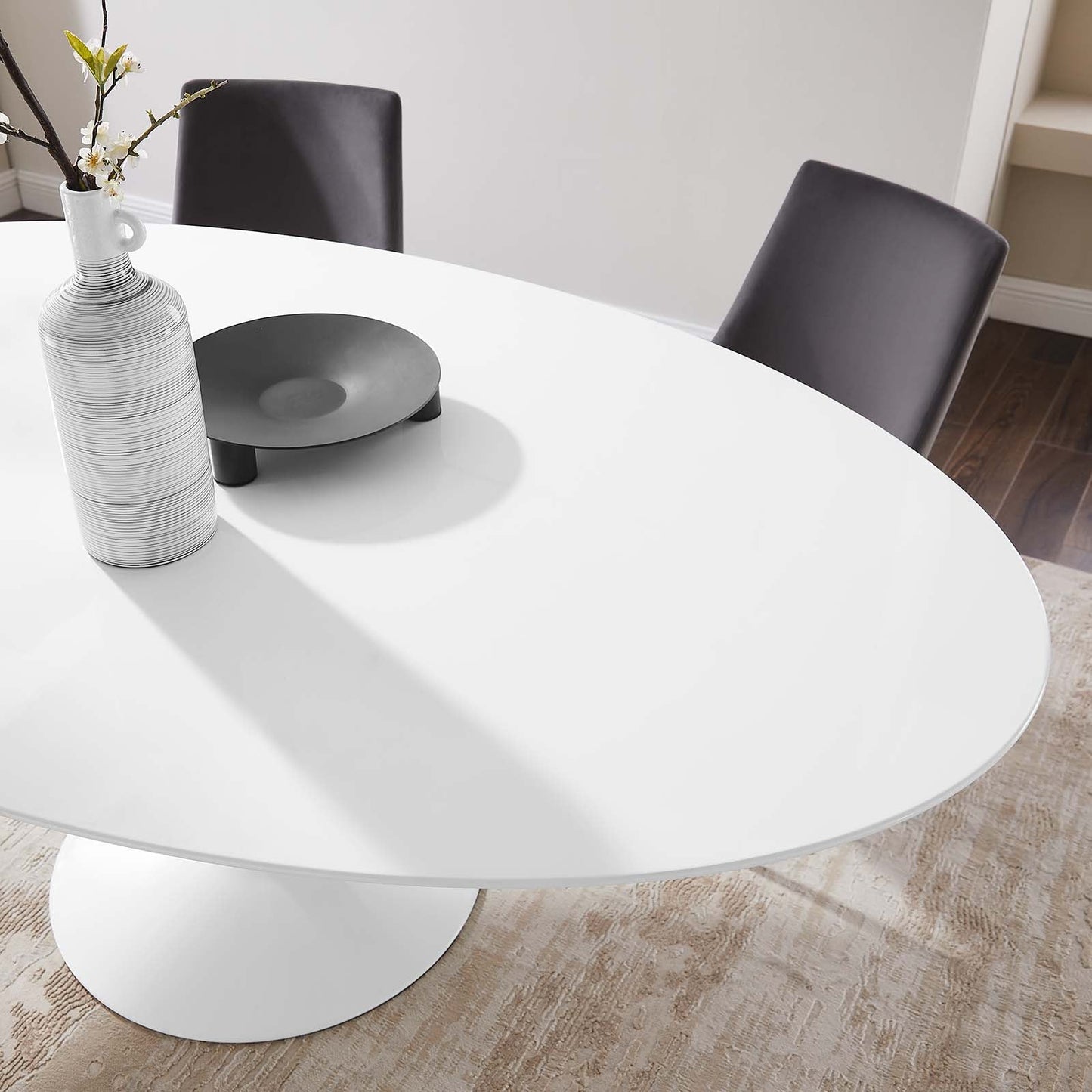 Lippa 78" Oval Wood Top Dining Table White EEI-1657-WHI