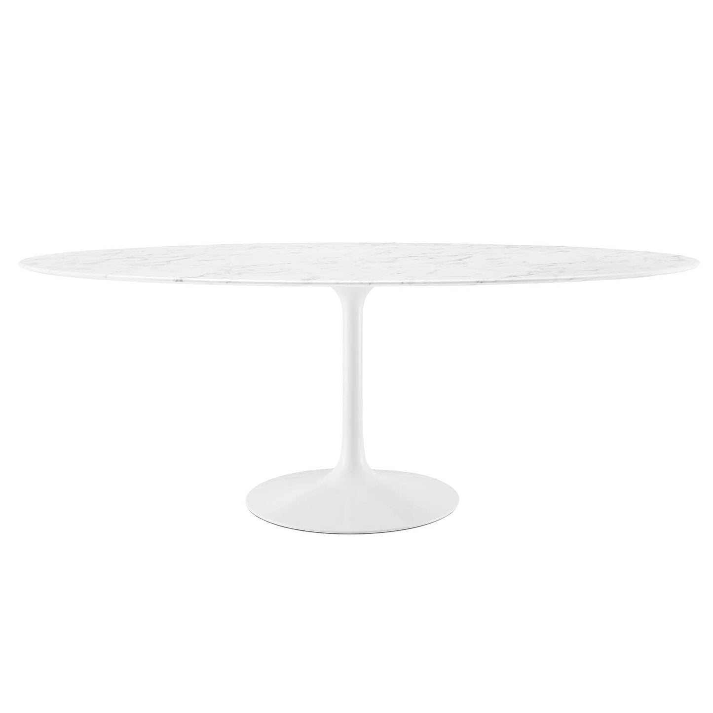 Lippa 78" Oval Artificial Marble Dining Table White EEI-1659-WHI