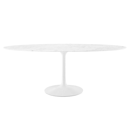 Lippa 78" Oval Artificial Marble Dining Table White EEI-1659-WHI