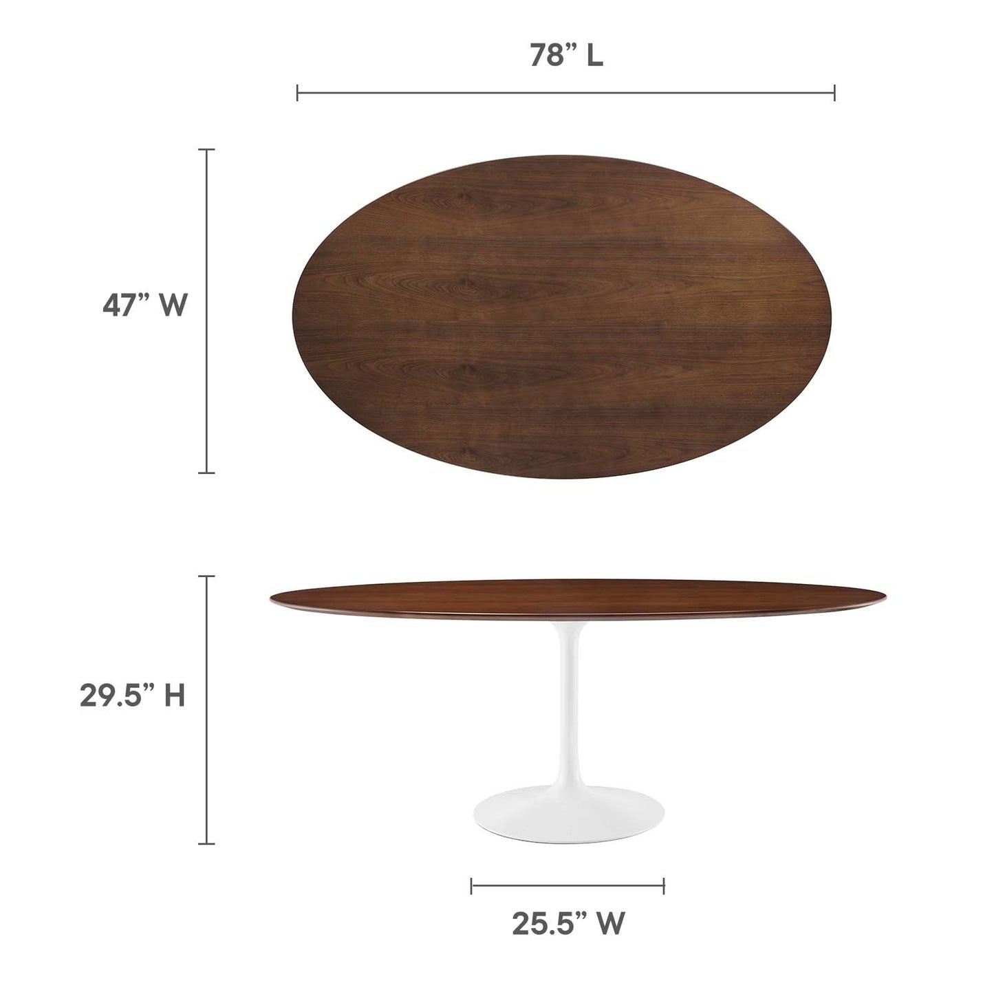 Lippa 78" Oval Wood Dining Table Walnut EEI-1661-WAL