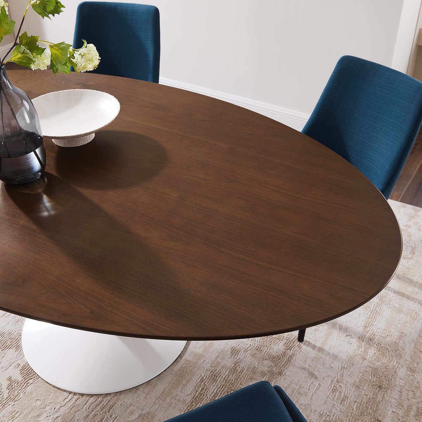 Lippa 78" Oval Wood Dining Table Walnut EEI-1661-WAL