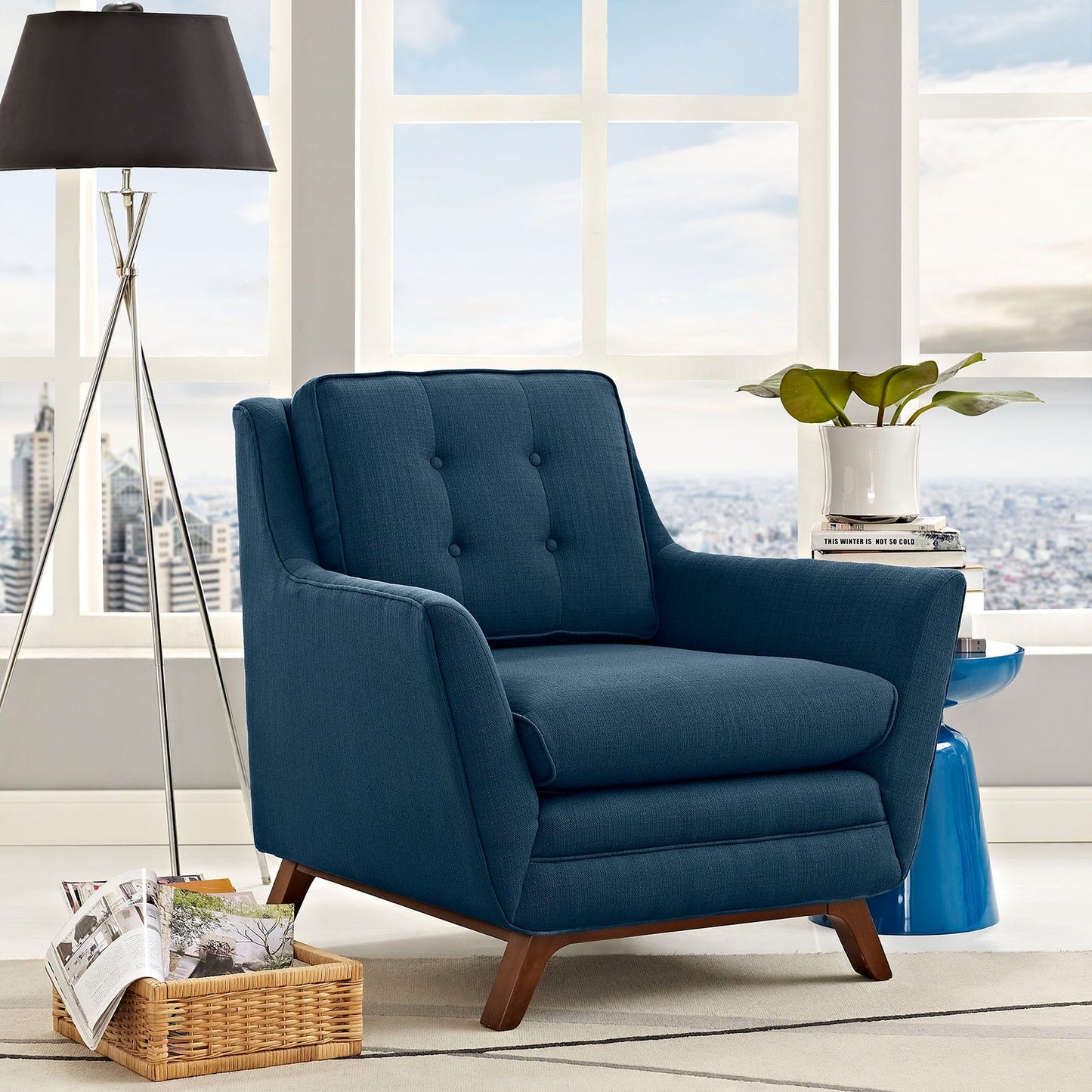 Beguile Upholstered Fabric Armchair Azure EEI-1798-AZU