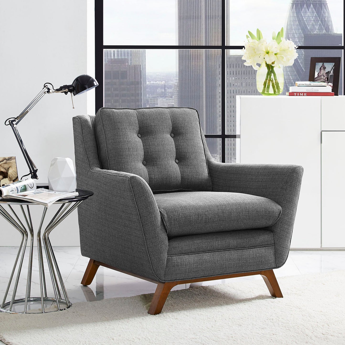 Beguile Upholstered Fabric Armchair Gray EEI-1798-DOR