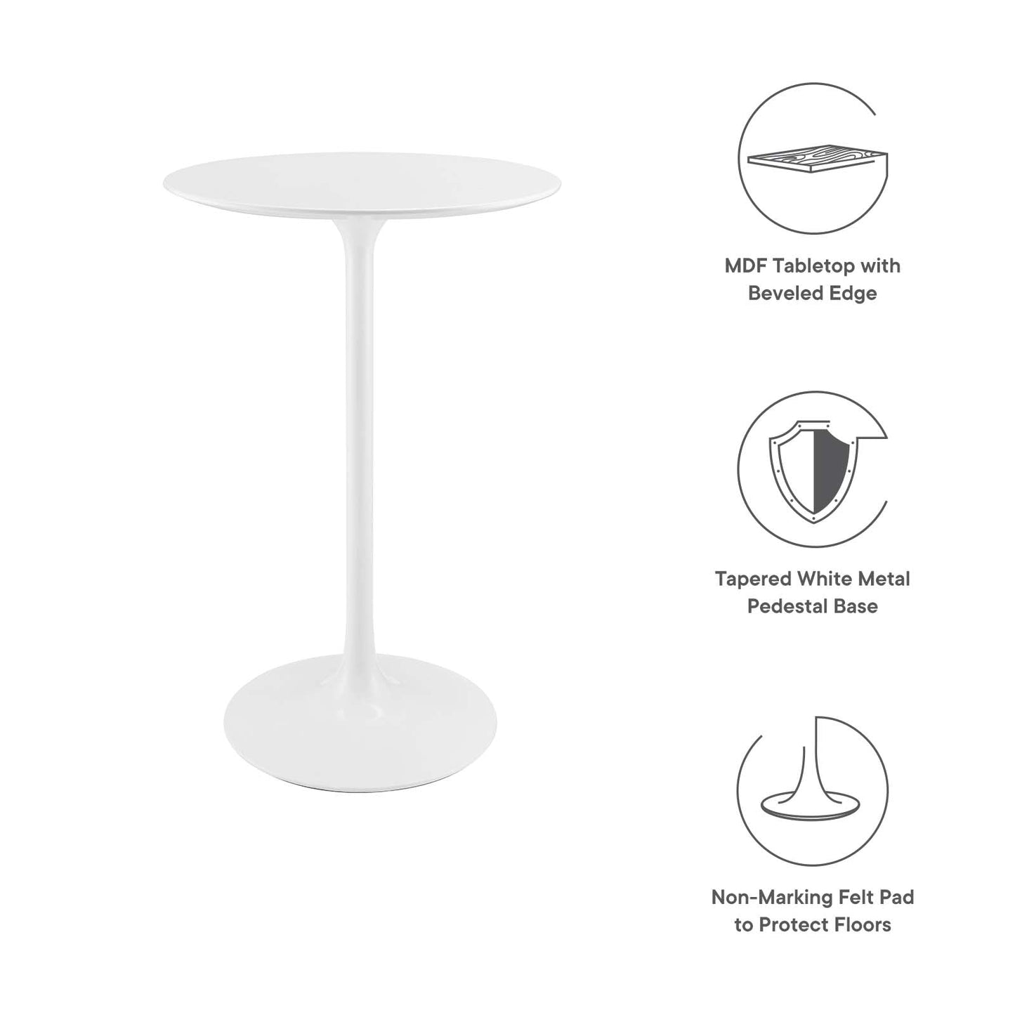 Lippa 28" Round Bar Table White EEI-1825-WHI