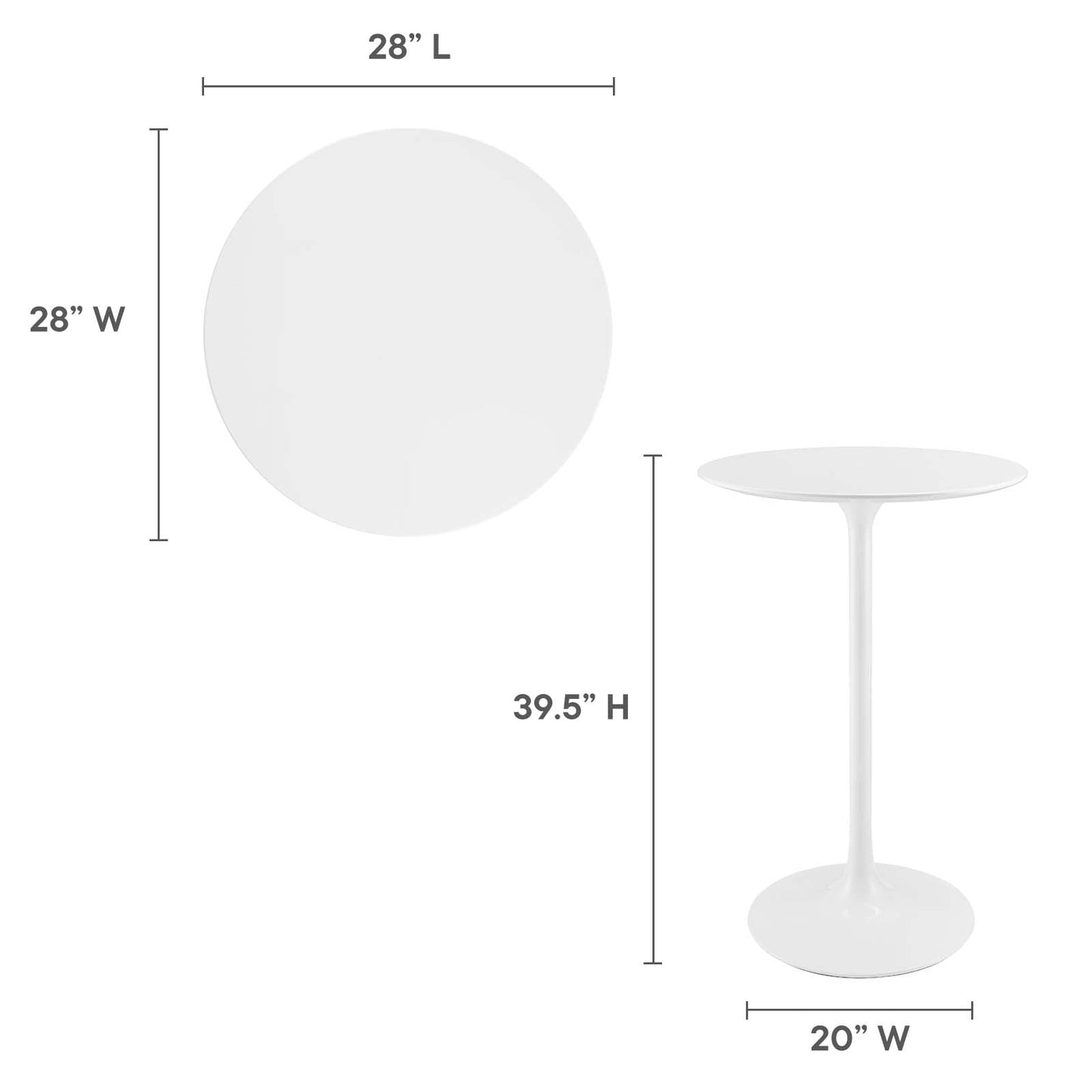 Lippa 28" Round Bar Table White EEI-1825-WHI