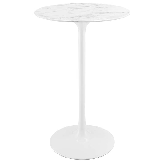 Lippa 28" Round Artificial Marble Bar Table White EEI-1827-WHI