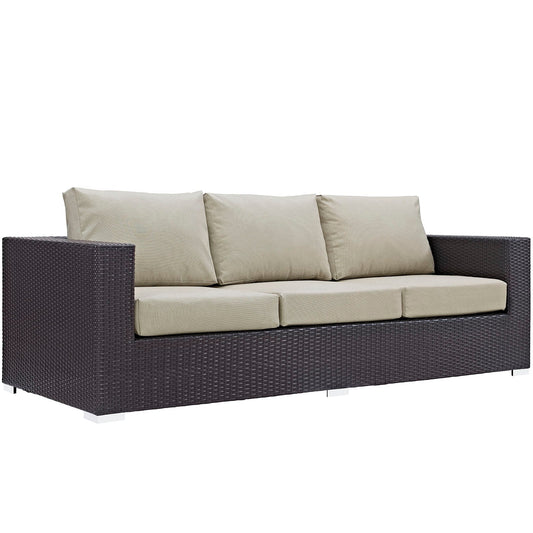 Convene Outdoor Patio Sofa Espresso Beige EEI-1844-EXP-BEI