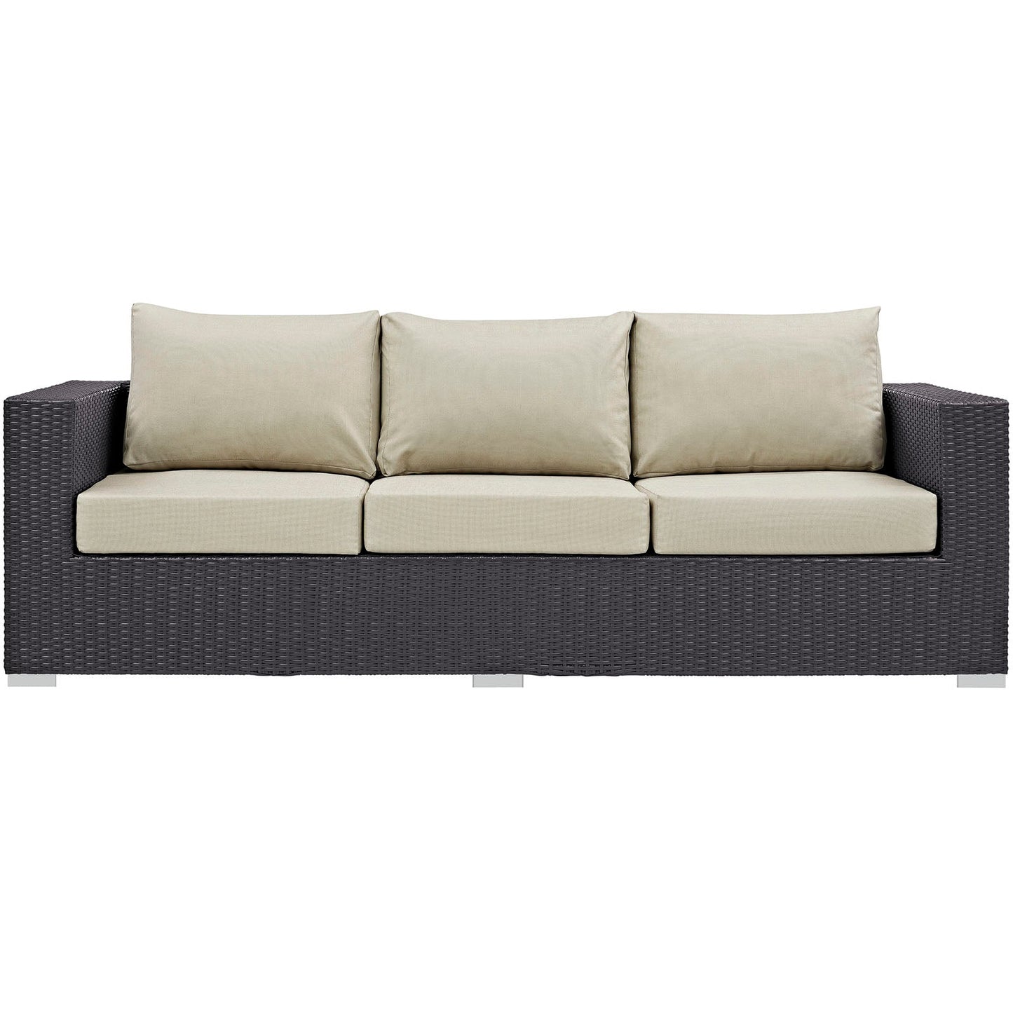 Convene Outdoor Patio Sofa Espresso Beige EEI-1844-EXP-BEI