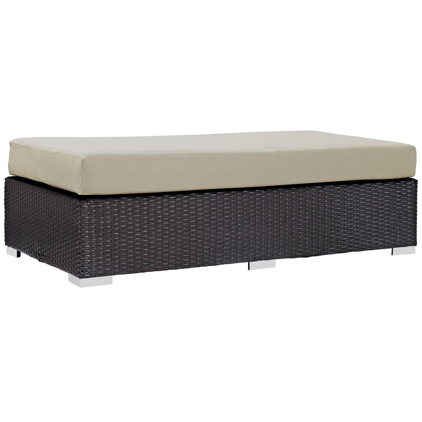 Convene Outdoor Patio Fabric Rectangle Ottoman Espresso Beige EEI-1847-EXP-BEI