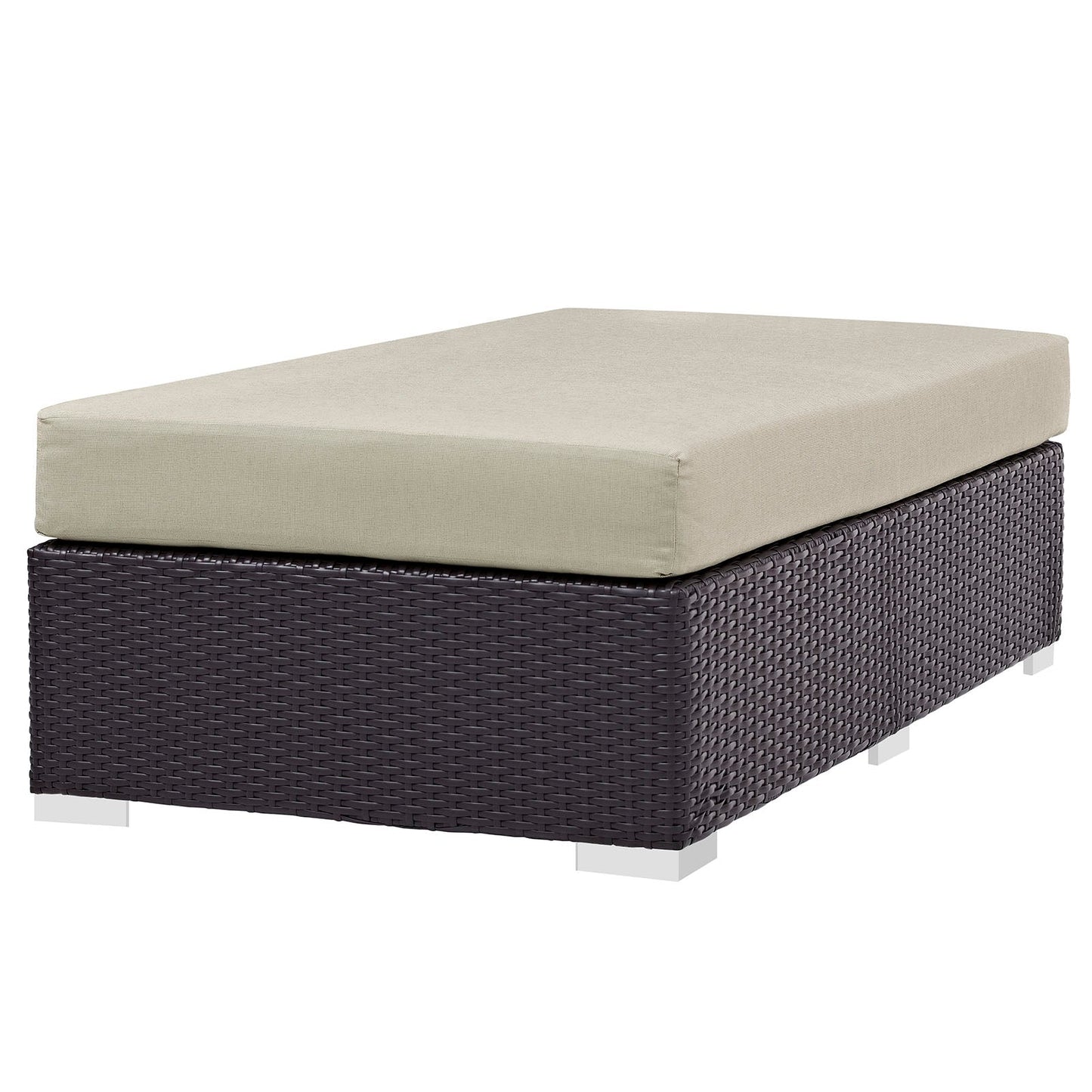 Convene Outdoor Patio Fabric Rectangle Ottoman Espresso Beige EEI-1847-EXP-BEI