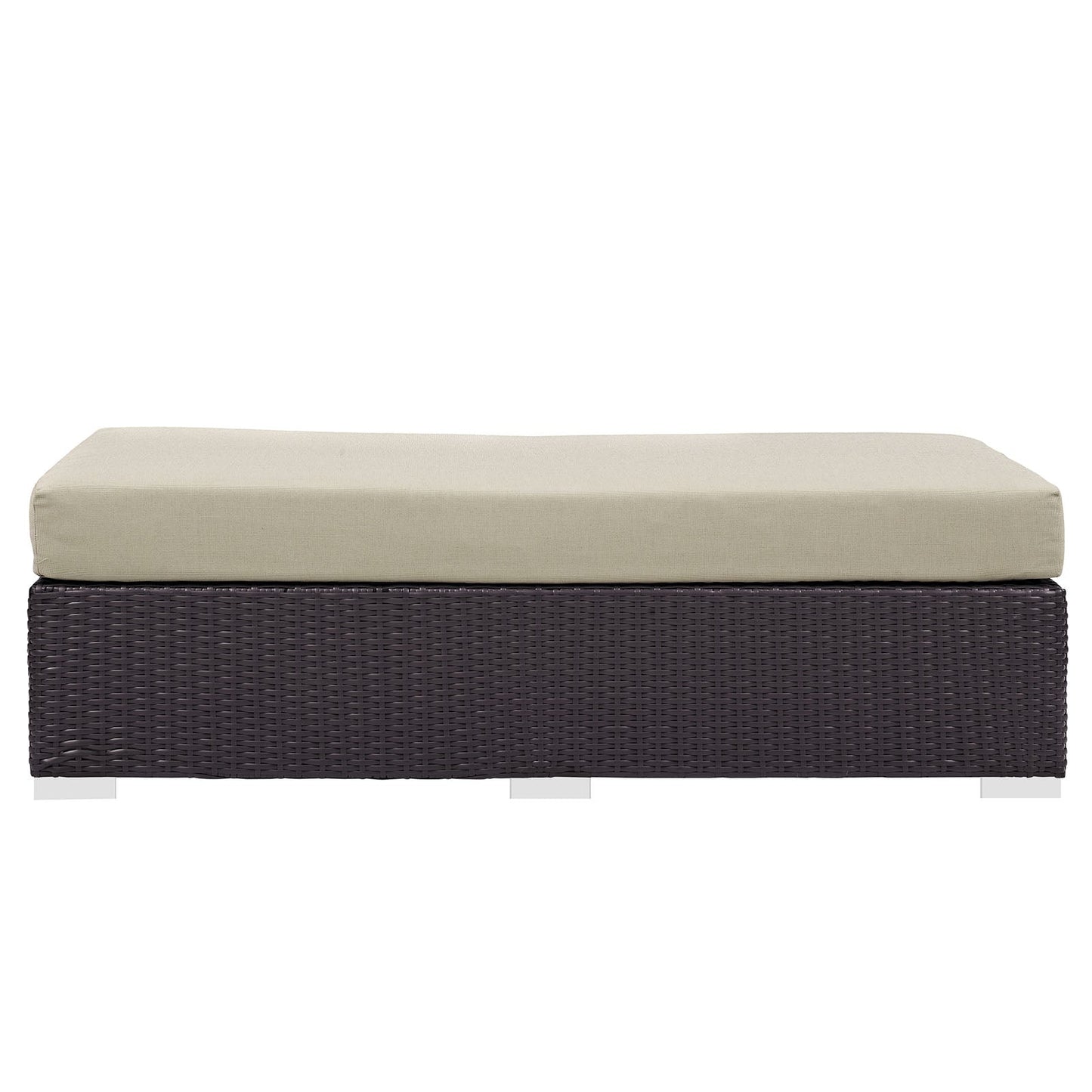 Convene Outdoor Patio Fabric Rectangle Ottoman Espresso Beige EEI-1847-EXP-BEI