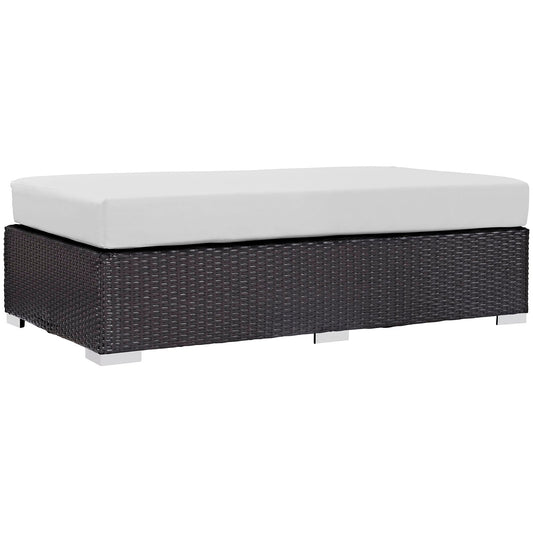 Convene Outdoor Patio Fabric Rectangle Ottoman Espresso White EEI-1847-EXP-WHI