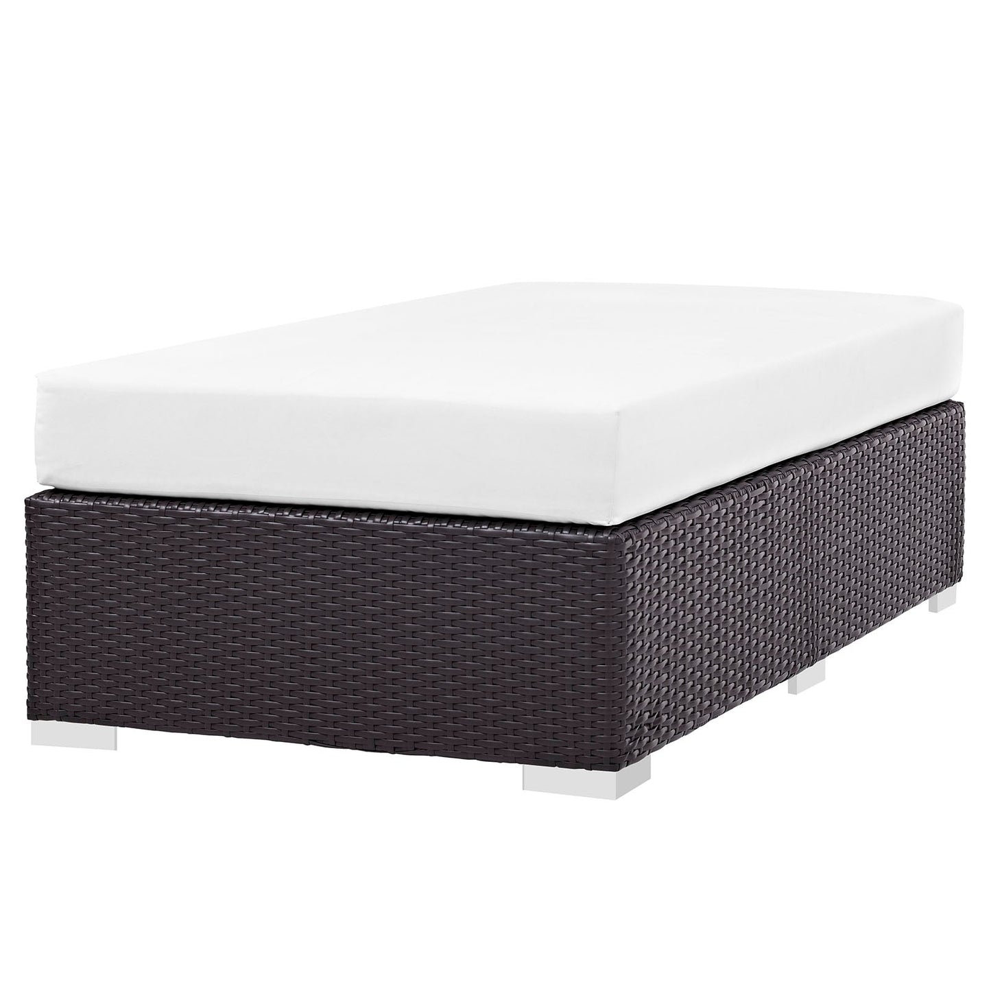 Convene Outdoor Patio Fabric Rectangle Ottoman Espresso White EEI-1847-EXP-WHI