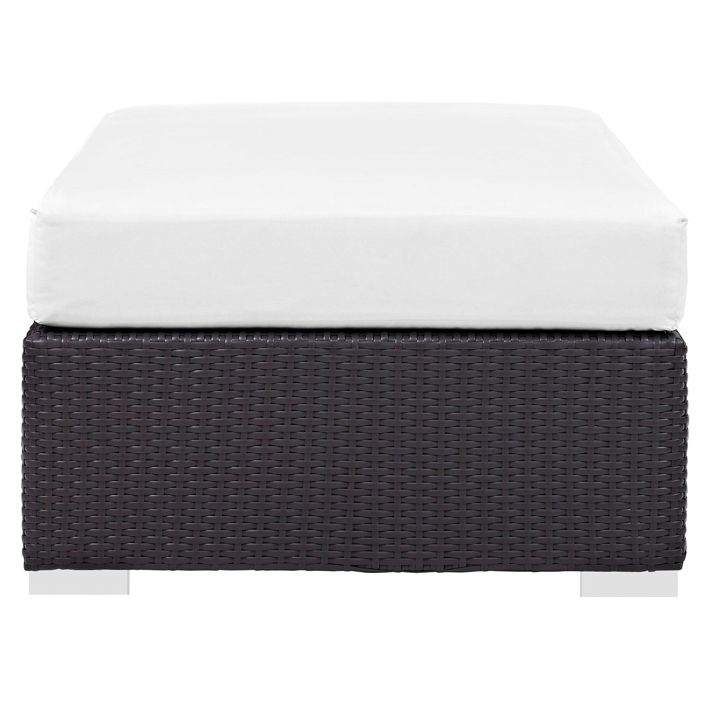 Convene Outdoor Patio Fabric Rectangle Ottoman Espresso White EEI-1847-EXP-WHI