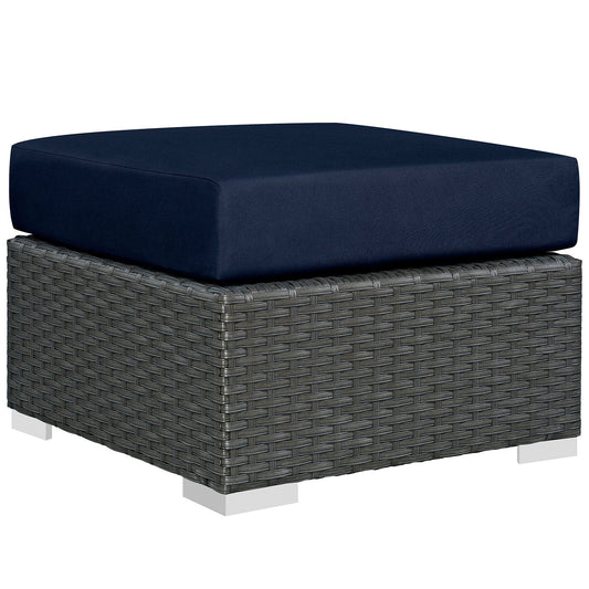 Sojourn Outdoor Patio Sunbrella® Ottoman Canvas Navy EEI-1855-CHC-NAV