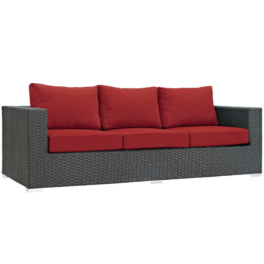 Sojourn Outdoor Patio Sunbrella® Sofa Canvas Red EEI-1860-CHC-RED