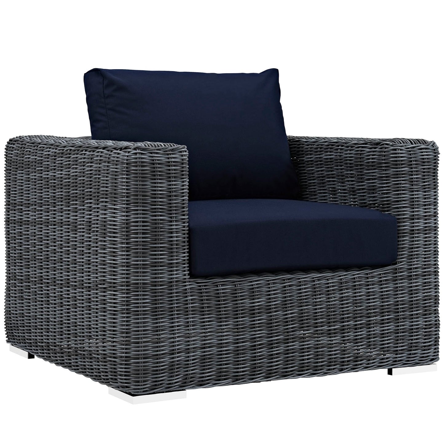 Summon Outdoor Patio Fabric Sunbrella® Armchair Canvas Navy EEI-1864-GRY-NAV