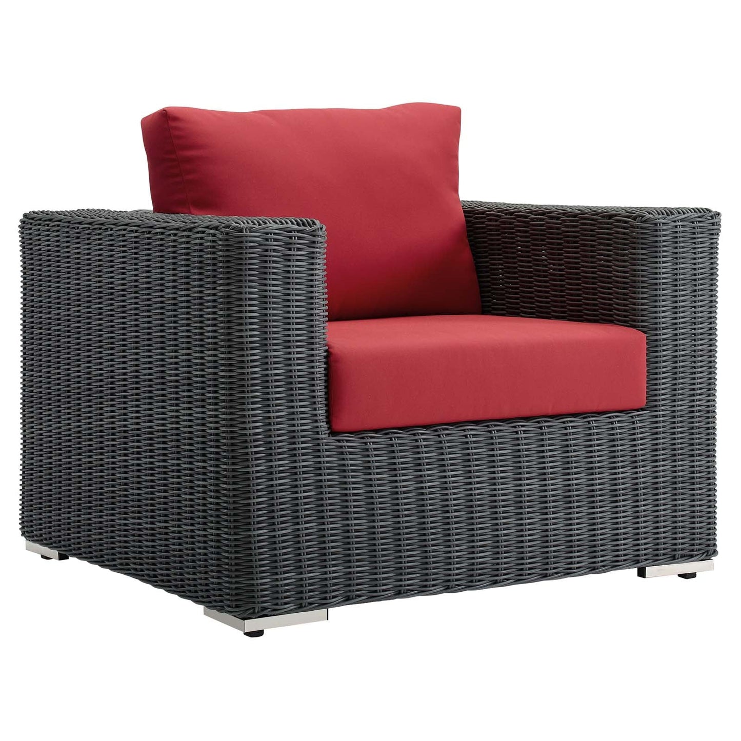 Summon Outdoor Patio Fabric Sunbrella® Armchair Canvas Red EEI-1864-GRY-RED