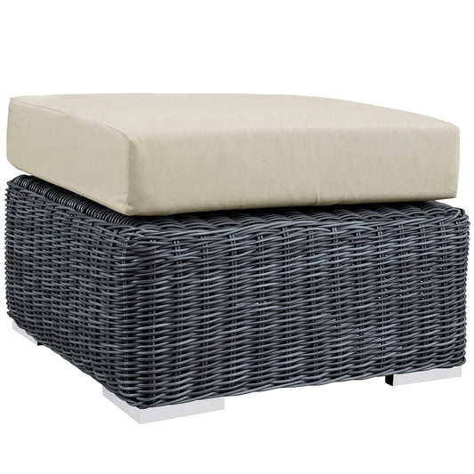 Summon Outdoor Patio Sunbrella® Ottoman Canvas Antique Beige EEI-1869-GRY-BEI