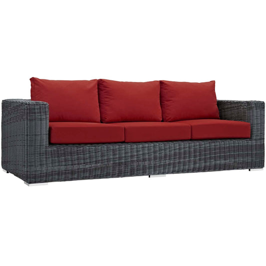 Summon Outdoor Patio Sunbrella® Sofa Canvas Red EEI-1874-GRY-RED