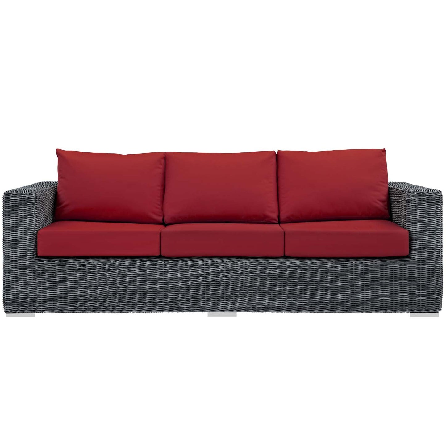 Summon Outdoor Patio Sunbrella® Sofa Canvas Red EEI-1874-GRY-RED