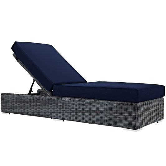 Summon Outdoor Patio Sunbrella® Chaise Lounge Canvas Navy EEI-1876-GRY-NAV