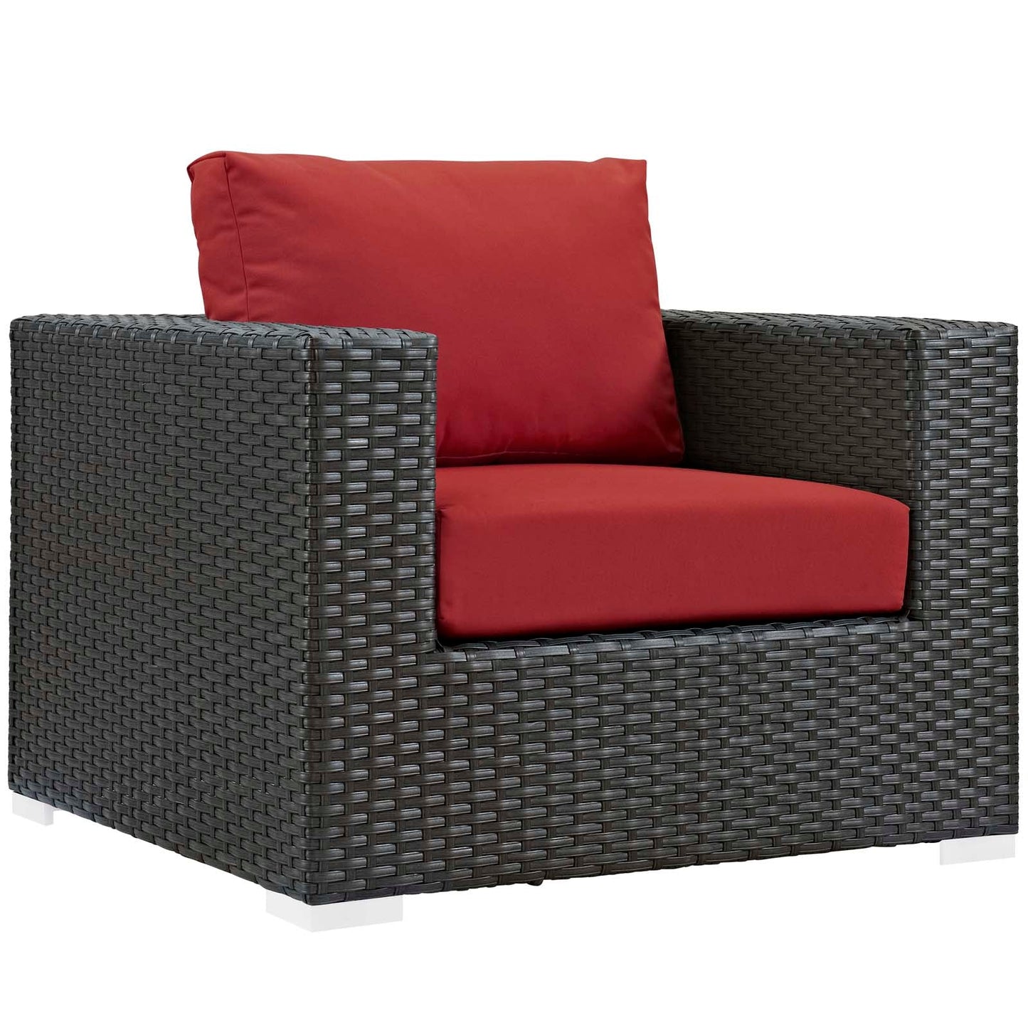 Sojourn 5 Piece Outdoor Patio Sunbrella® Sectional Set Canvas Red EEI-1879-CHC-RED-SET