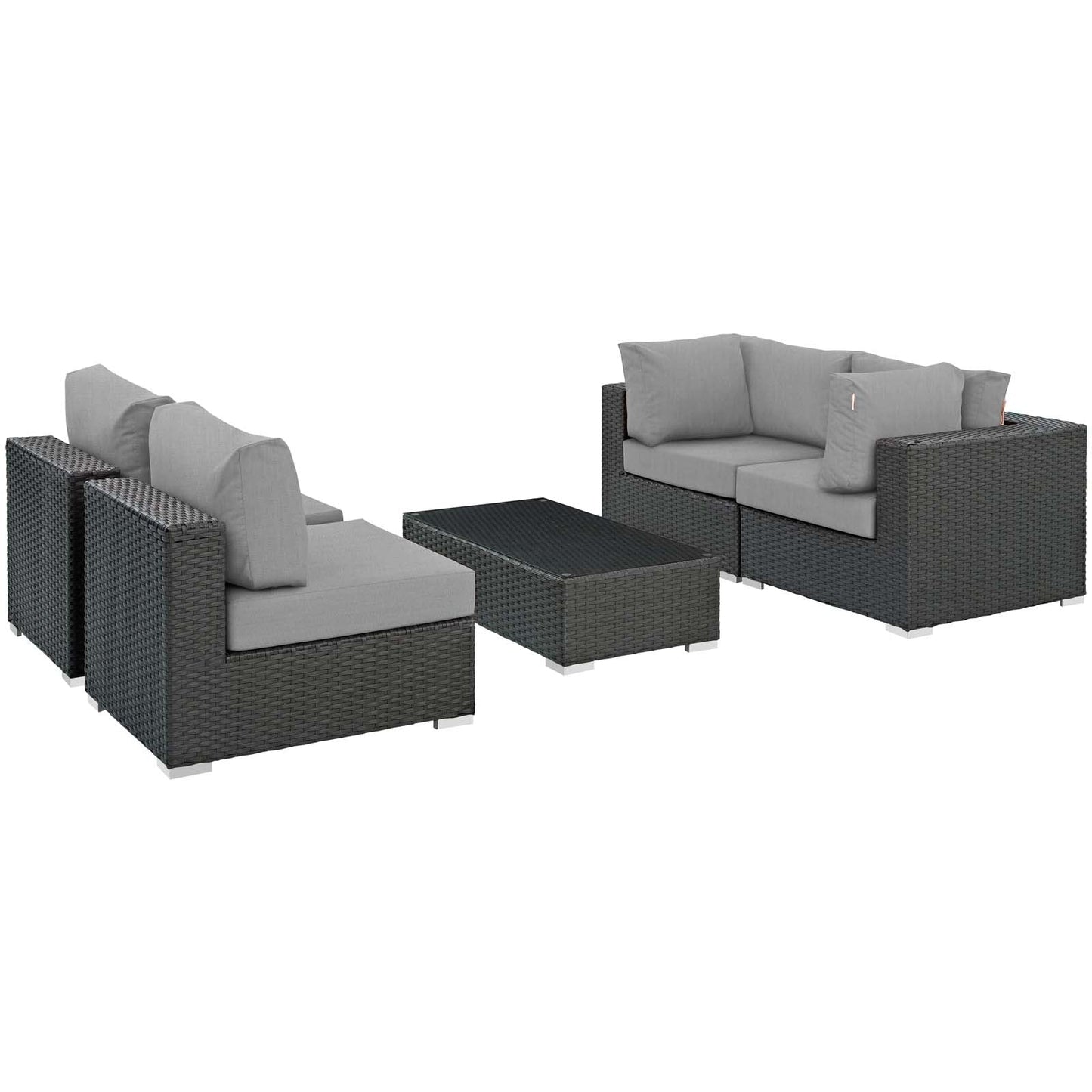 Sojourn 5 Piece Outdoor Patio Sunbrella® Sectional Set Canvas Gray EEI-1882-CHC-GRY-SET