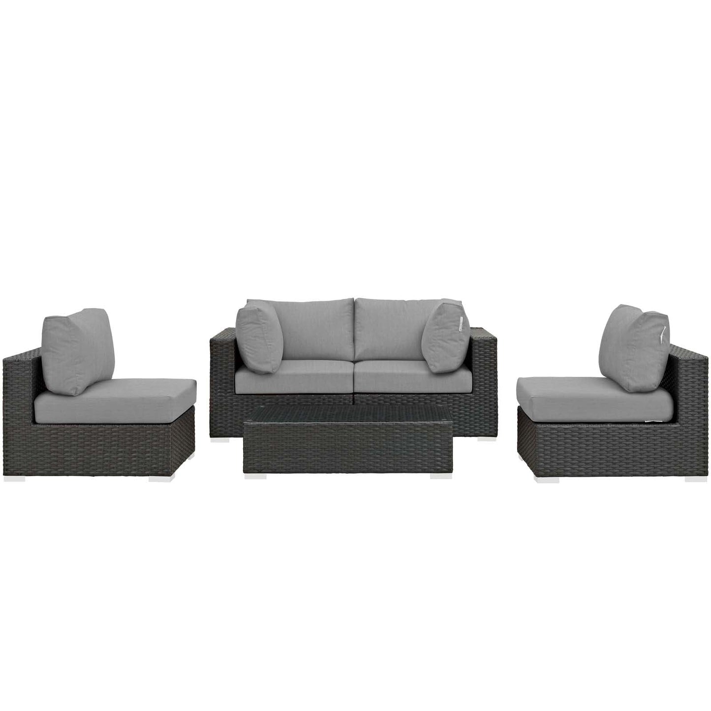 Sojourn 5 Piece Outdoor Patio Sunbrella® Sectional Set Canvas Gray EEI-1882-CHC-GRY-SET