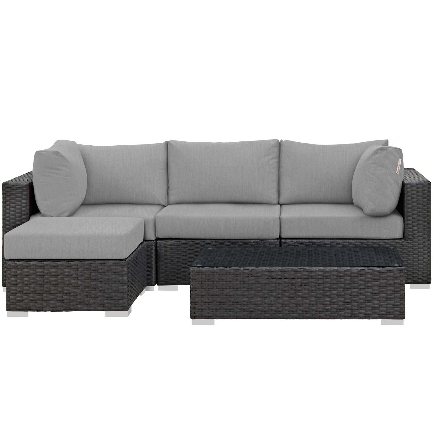 Sojourn 5 Piece Outdoor Patio Sunbrella® Sectional Set Canvas Gray EEI-1890-CHC-GRY-SET