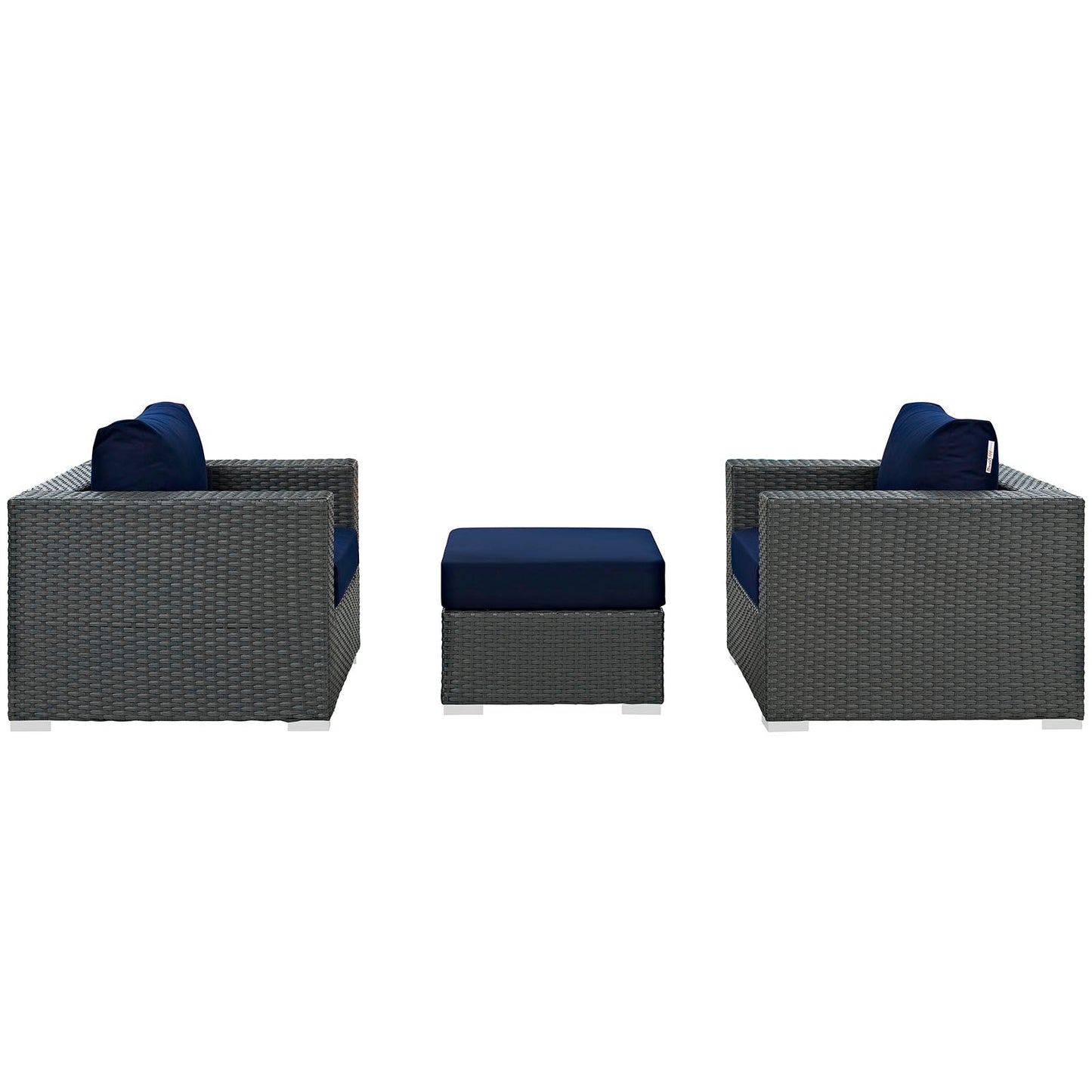 Sojourn 3 Piece Outdoor Patio Sunbrella® Sectional Set Canvas Navy EEI-1891-CHC-NAV-SET