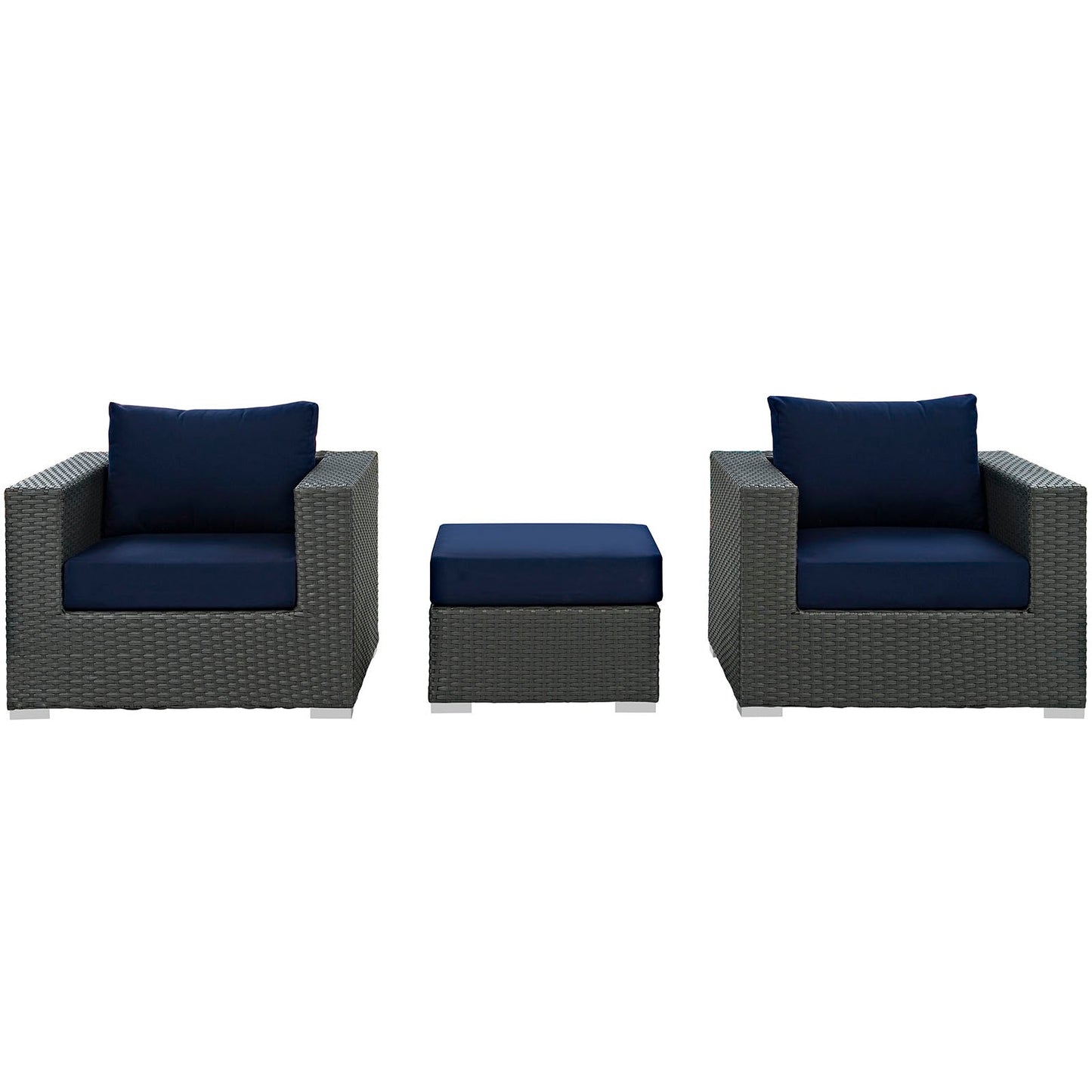 Sojourn 3 Piece Outdoor Patio Sunbrella® Sectional Set Canvas Navy EEI-1891-CHC-NAV-SET