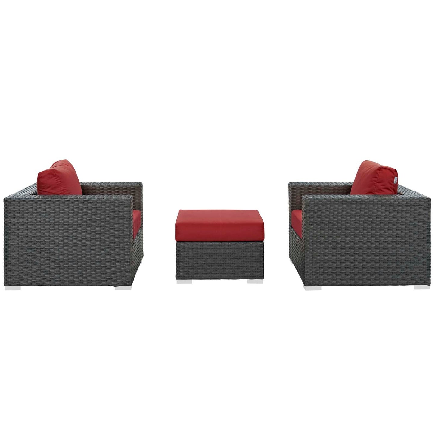 Sojourn 3 Piece Outdoor Patio Sunbrella® Sectional Set Canvas Red EEI-1891-CHC-RED-SET