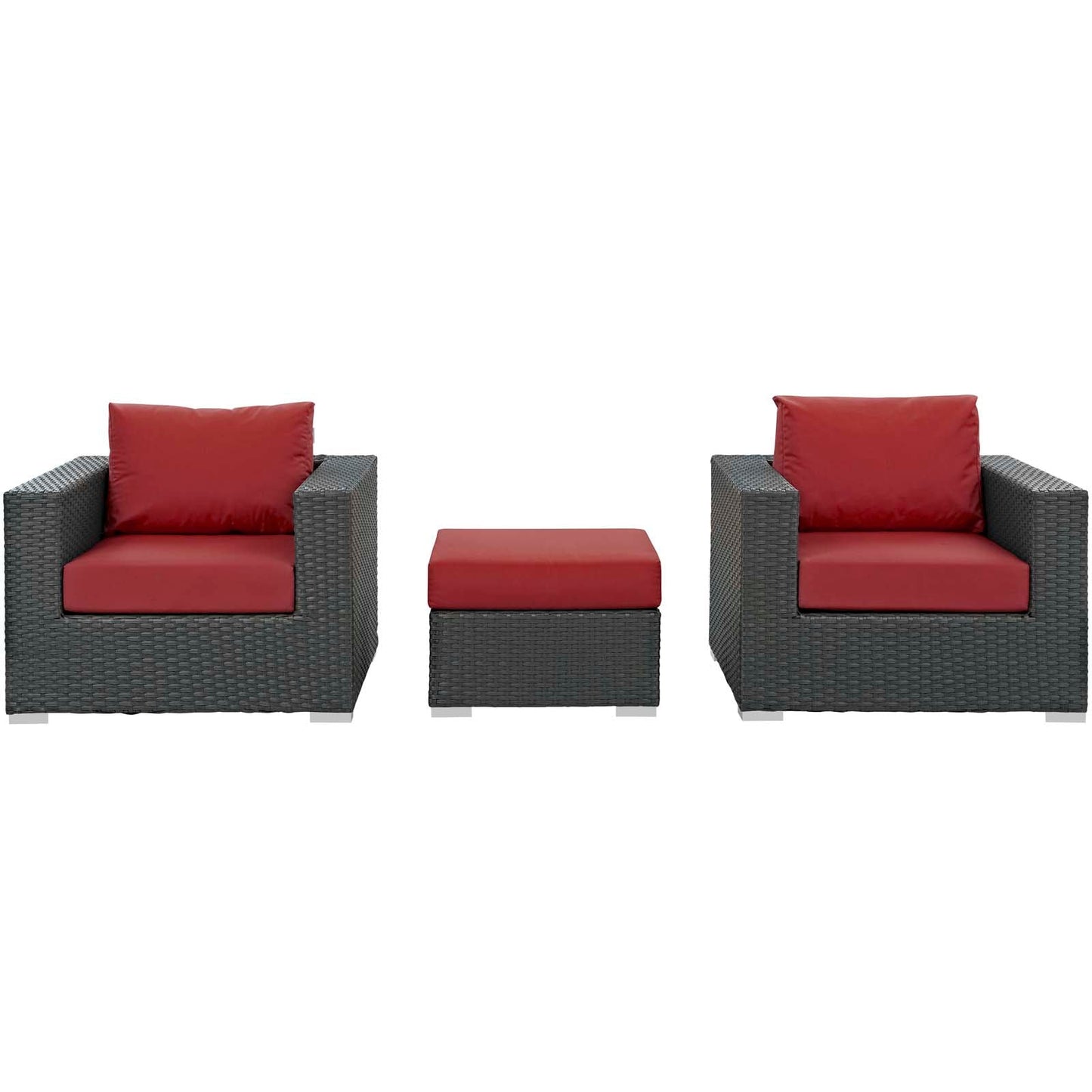 Sojourn 3 Piece Outdoor Patio Sunbrella® Sectional Set Canvas Red EEI-1891-CHC-RED-SET