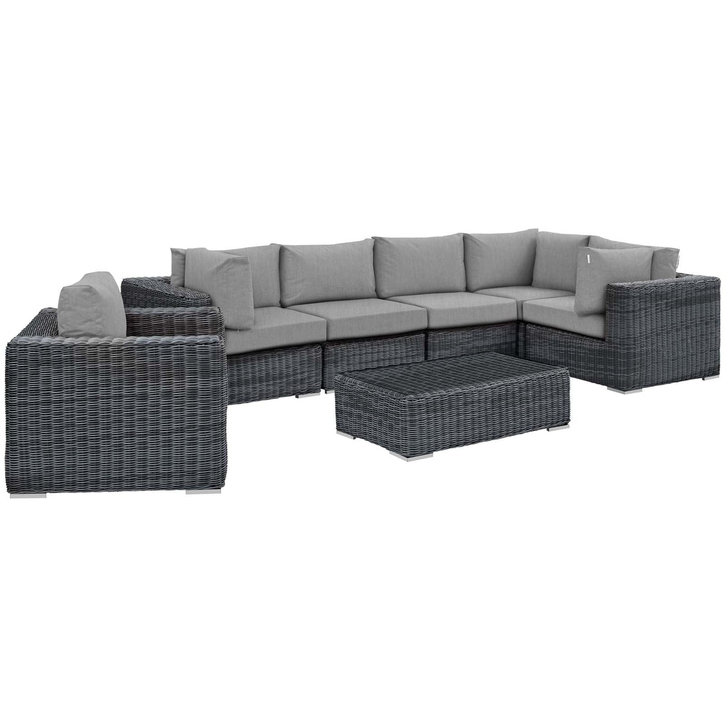 Summon 7 Piece Outdoor Patio Sunbrella® Sectional Set Canvas Gray EEI-1892-GRY-GRY-SET