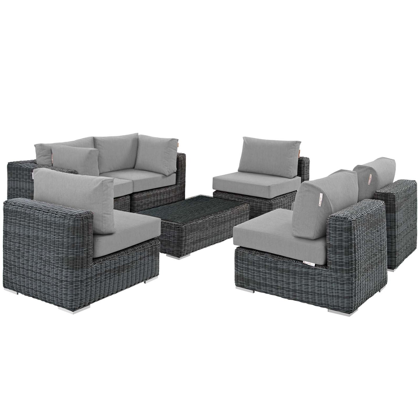 Summon 7 Piece Outdoor Patio Sunbrella® Sectional Set Canvas Gray EEI-1897-GRY-GRY-SET