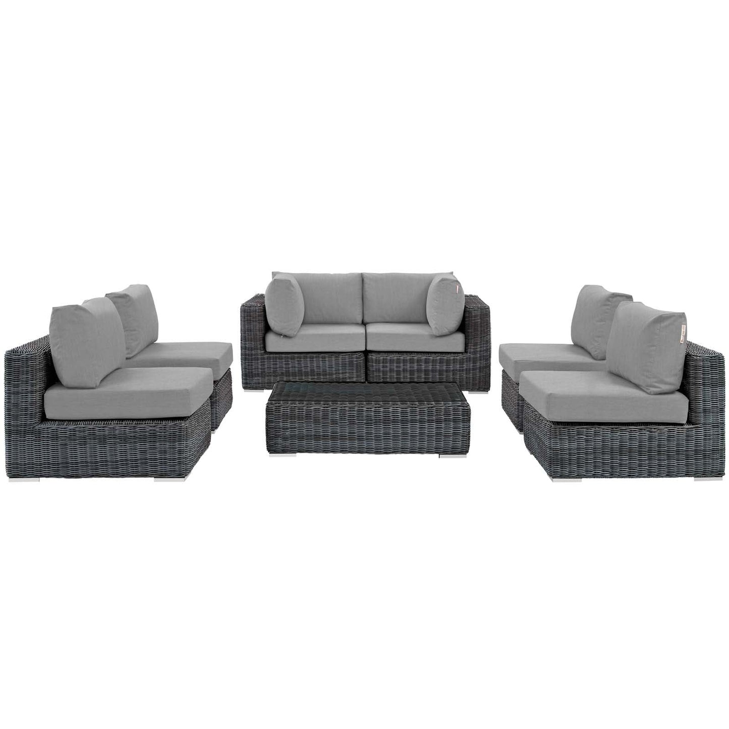 Summon 7 Piece Outdoor Patio Sunbrella® Sectional Set Canvas Gray EEI-1897-GRY-GRY-SET