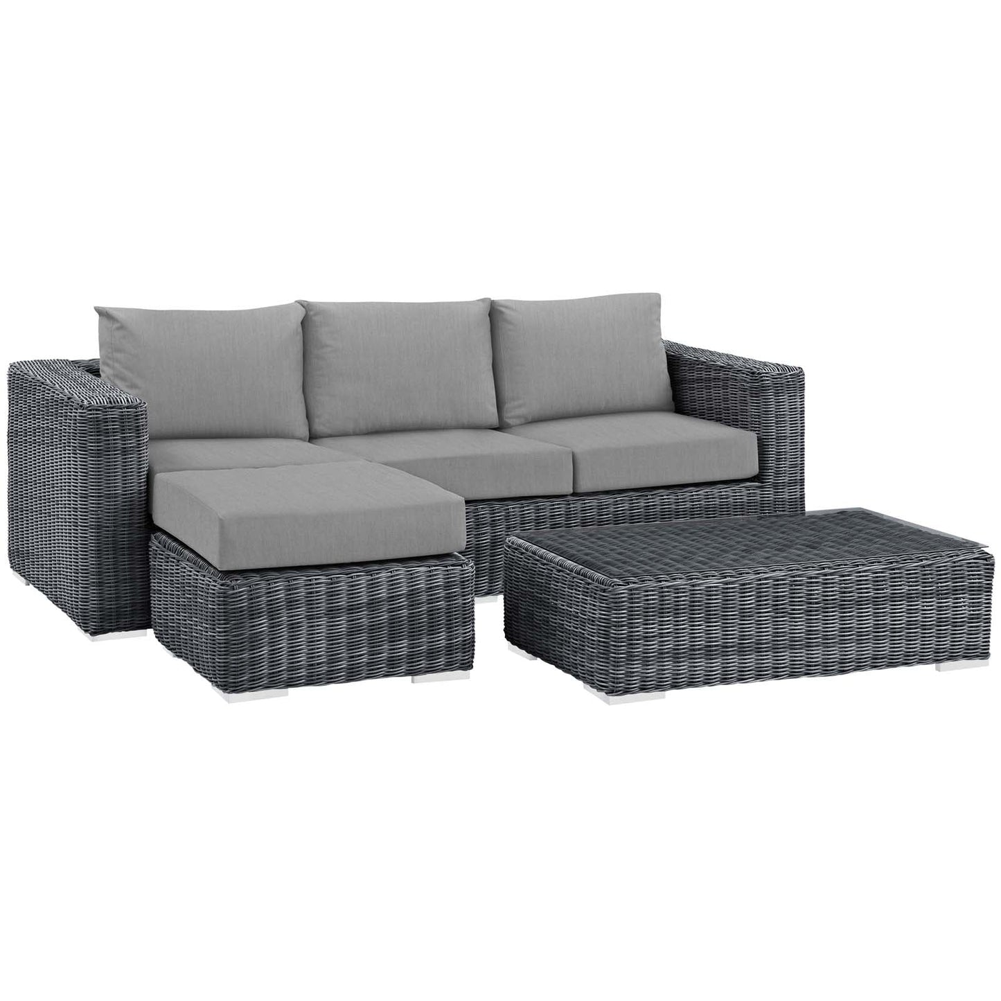 Summon 3 Piece Outdoor Patio Sunbrella® Sectional Set Canvas Gray EEI-1903-GRY-GRY-SET