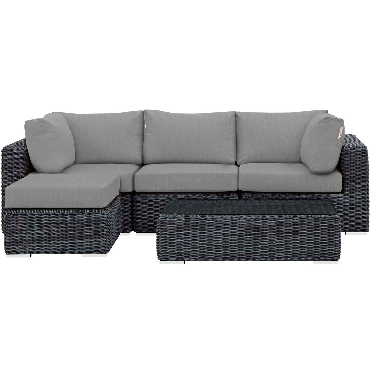 Summon 5 Piece Outdoor Patio Sunbrella® Sectional Set Canvas Gray EEI-1904-GRY-GRY-SET