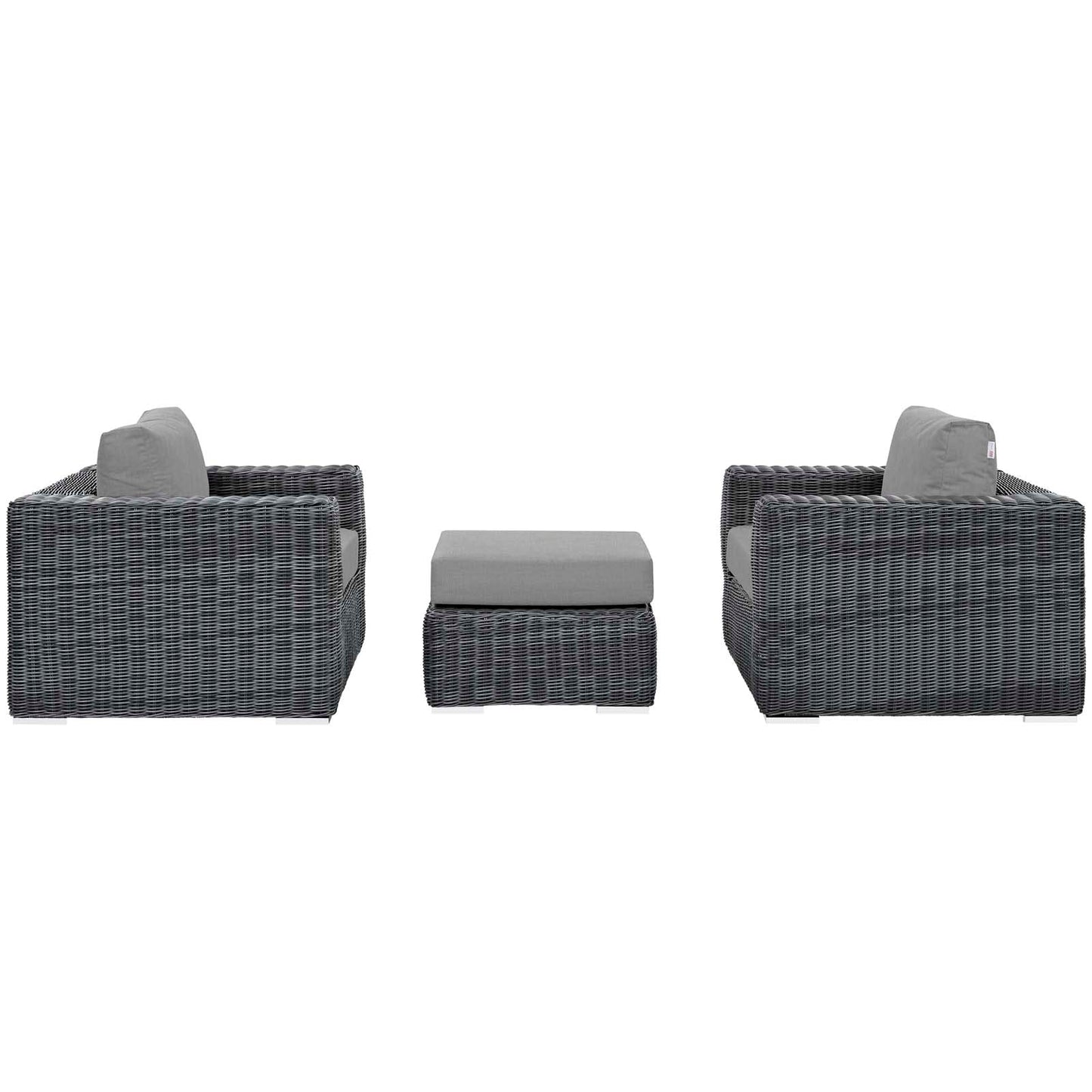 Summon 3 Piece Outdoor Patio Sunbrella® Sectional Set Canvas Gray EEI-1905-GRY-GRY-SET