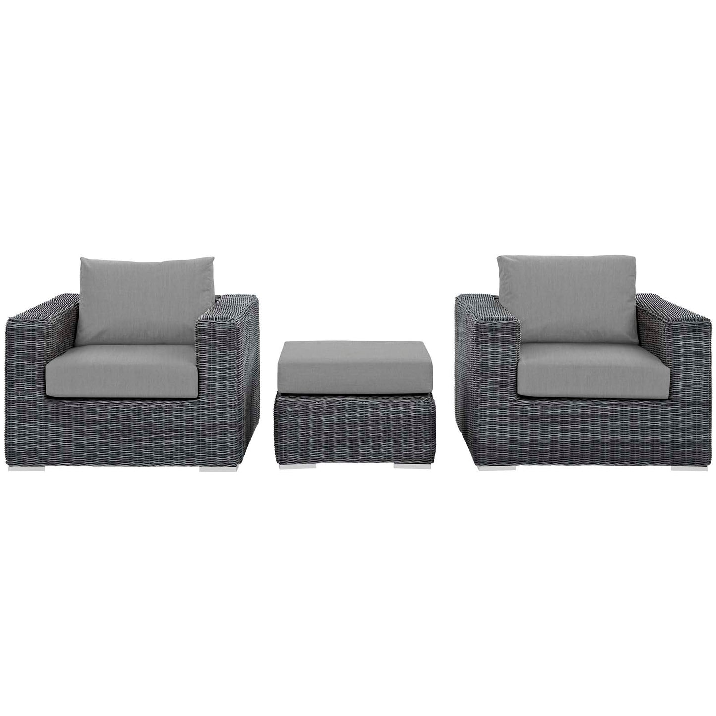 Summon 3 Piece Outdoor Patio Sunbrella® Sectional Set Canvas Gray EEI-1905-GRY-GRY-SET