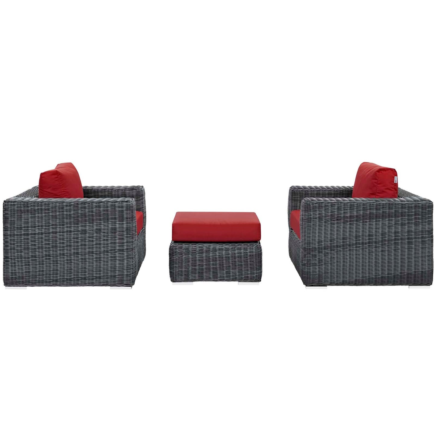 Summon 3 Piece Outdoor Patio Sunbrella® Sectional Set Canvas Red EEI-1905-GRY-RED-SET