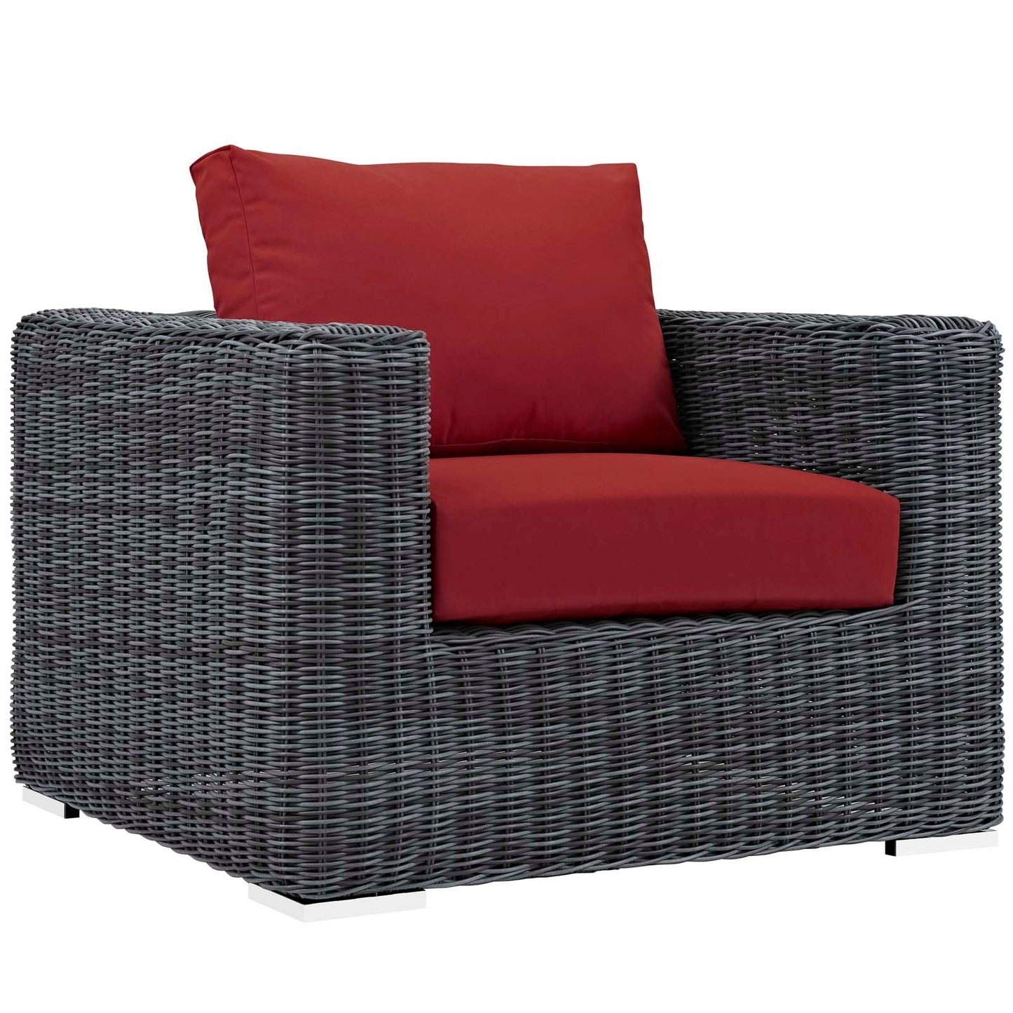 Summon 3 Piece Outdoor Patio Sunbrella® Sectional Set Canvas Red EEI-1905-GRY-RED-SET