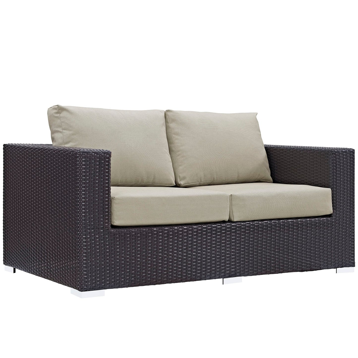 Convene Outdoor Patio Loveseat Espresso Beige EEI-1907-EXP-BEI