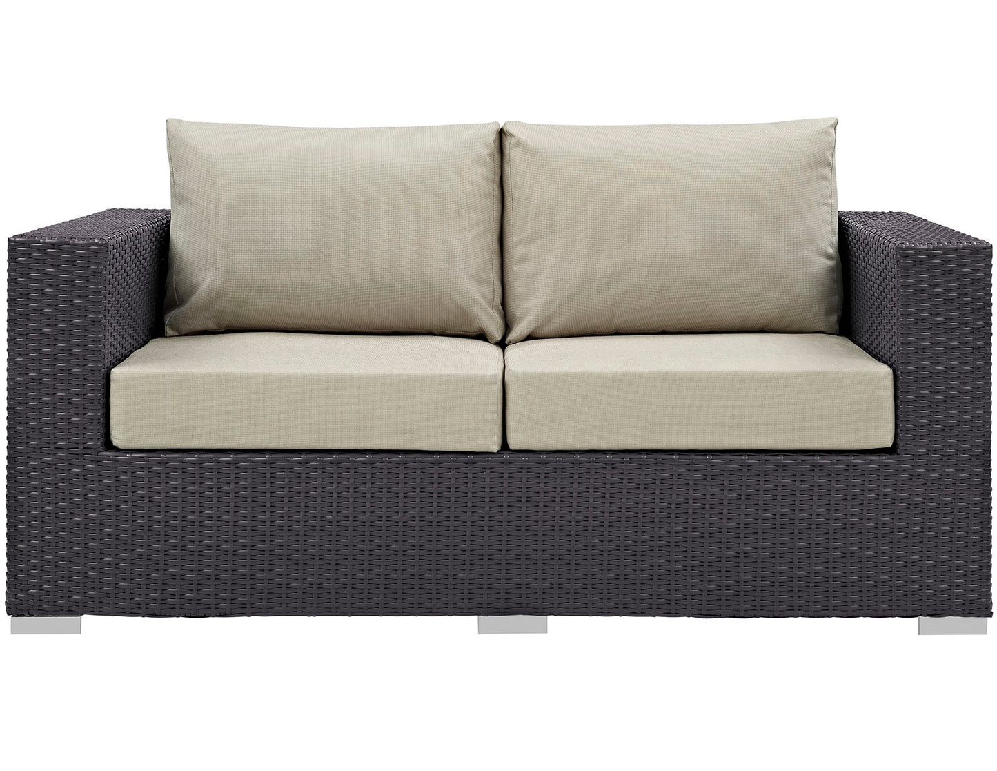 Convene Outdoor Patio Loveseat Espresso Beige EEI-1907-EXP-BEI